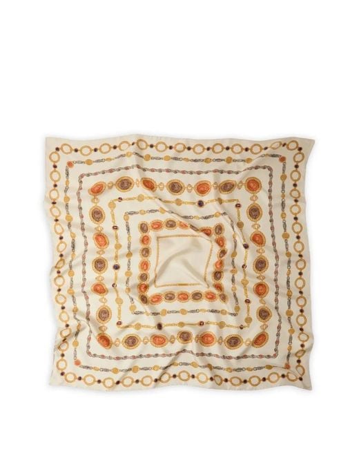 Versace Natural Foulard 90X90 Bio Silk Twill 'The Lover' Inkjet Print