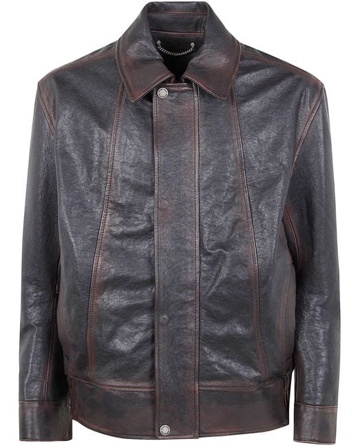 Golden Goose Deluxe Brand Gray "Journey M's" Bomber Jacket Prince Nappa Leather for men
