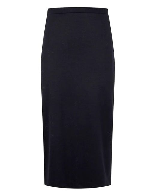 Harris Wharf London Blue Midi Skirt Superfine Merino