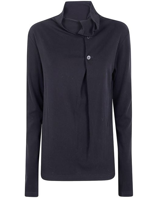 Y's Yohji Yamamoto Blue Ka- Back Button Off-Neck T