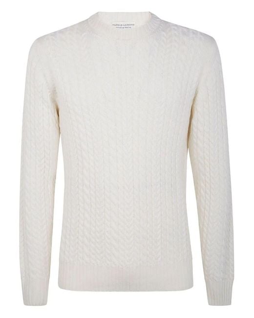 FILIPPO DE LAURENTIIS White Crew Neck Sweater for men