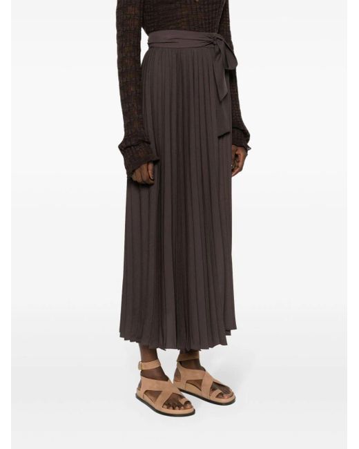 P.A.R.O.S.H. Brown Long Pleated Skirt