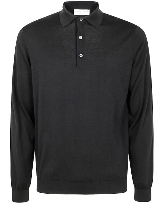 FILIPPO DE LAURENTIIS Black Long Sleeves Polo Shirt for men