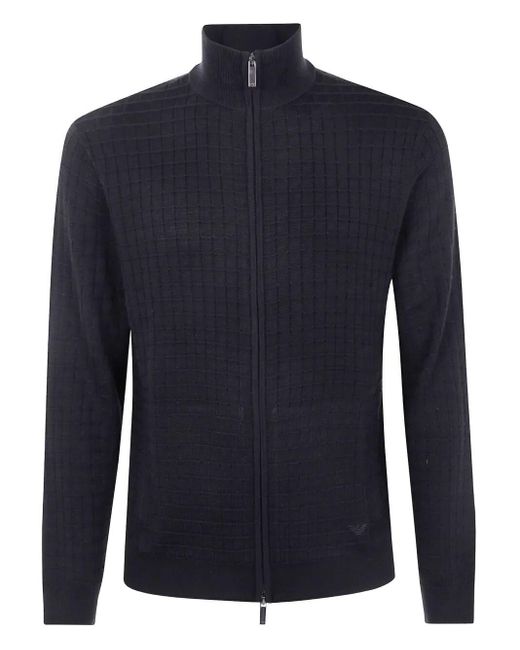 Emporio Armani Blue Full Zip Turtle Neck Sweater for men