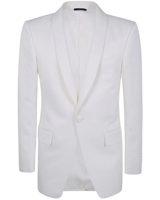 Tom Ford White Wool Silk Sharp Faille Slim Shawl Lapel Jacket for men