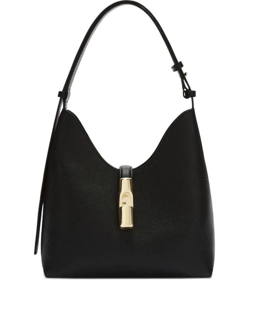 Furla Black Goccia" Night Calf Leather Small Hobo Bag