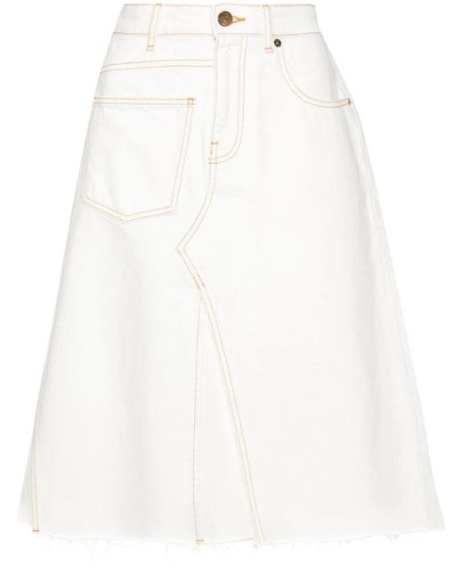 Tory Burch White Denim Deconstructed Skirt