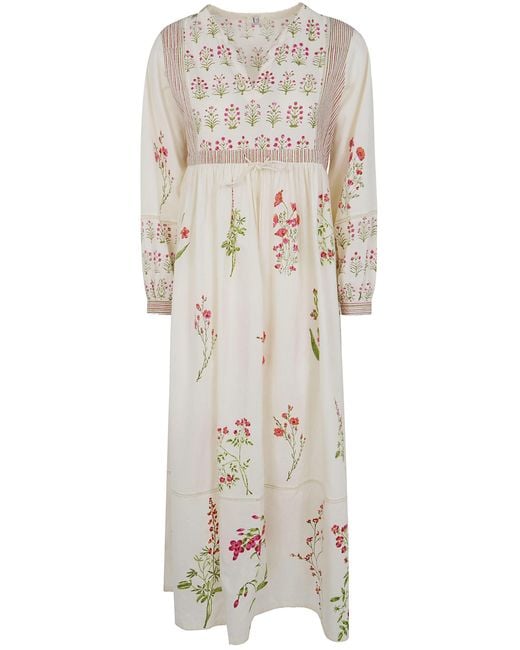 UPAVITA Natural Dress 3/4 Sleeves Midi Dress