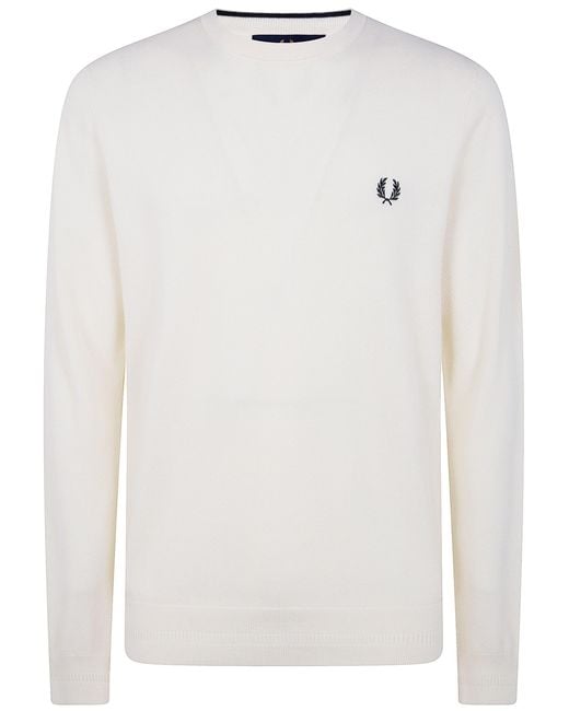Fred Perry White Pique Stitch Jumper for men