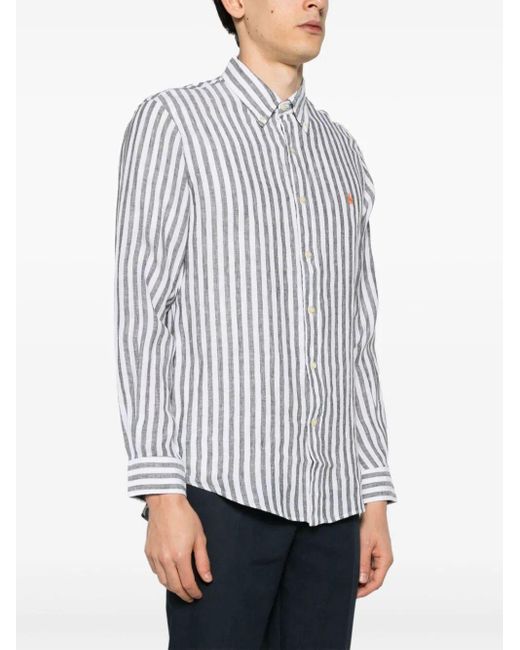 Polo Ralph Lauren White Stripe-pattern Linen Shirt for men