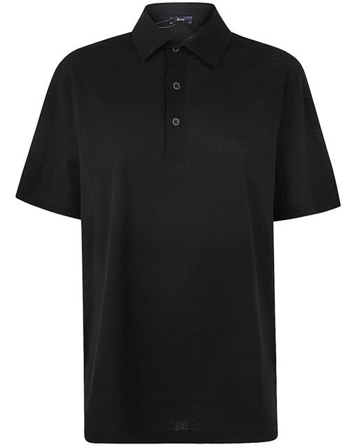 Herno Black Crepe Polo Clothing for men