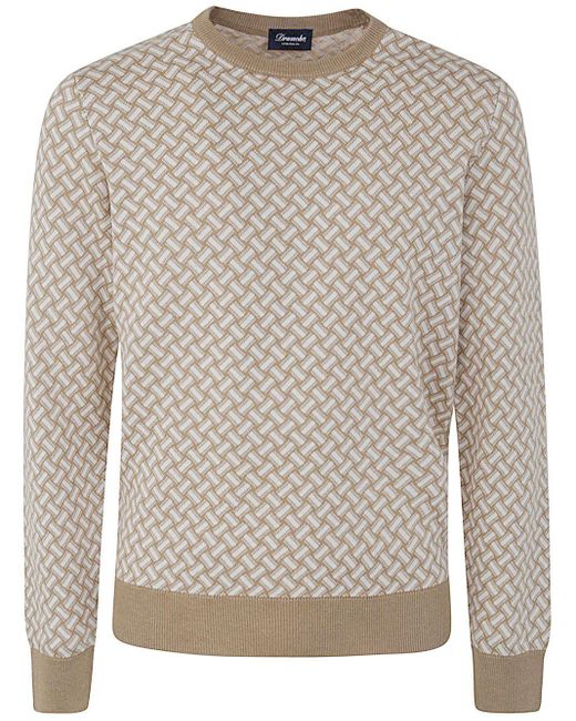 Drumohr Gray Razor Blade Crew Neck Sweater for men