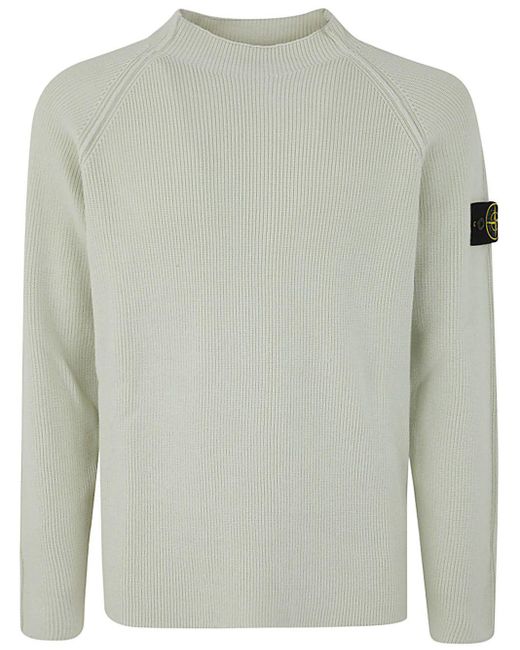 Stone Island Gray Wide Round Neck Sweater Clothing for men