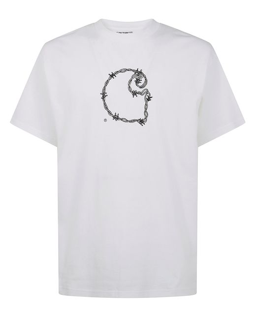 Carhartt White Short Sleeves "Barbwire C" Organic Cotton T-Shirt for men