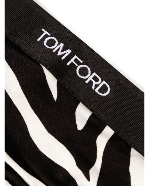 Tom Ford Black Optical Zebra Printed Modal Signature Thong