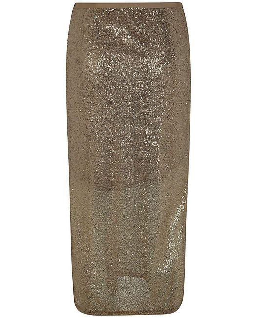 Antonelli Natural Oliver Longuette Skirt With Paillettes