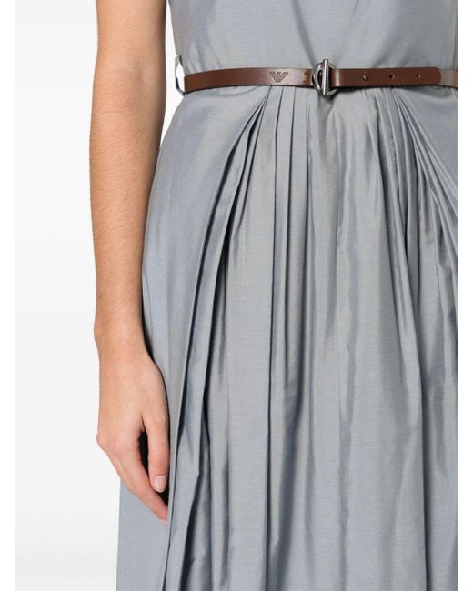 Emporio Armani Gray Sleeveless Dress With Leather Belt