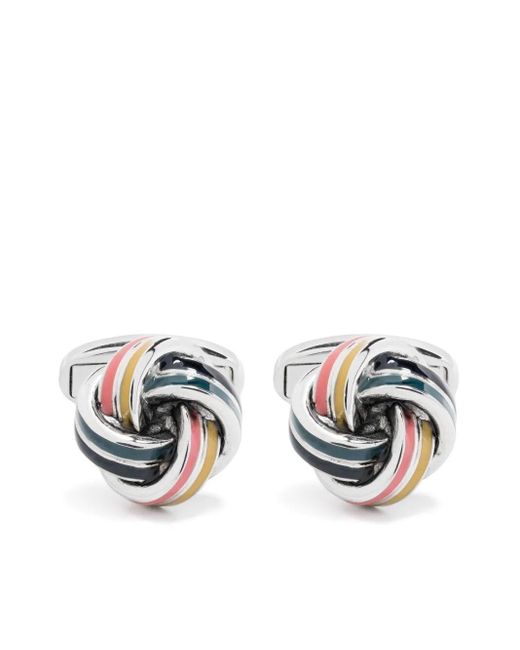 Paul Smith White Cufflink Bright Knot for men