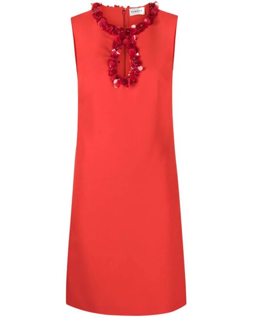 P.A.R.O.S.H. Red Sleeveless Mini Dress With Paillettes