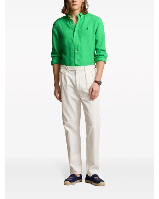 Polo Ralph Lauren Green Polo Pony Linen Button-down Shirt for men