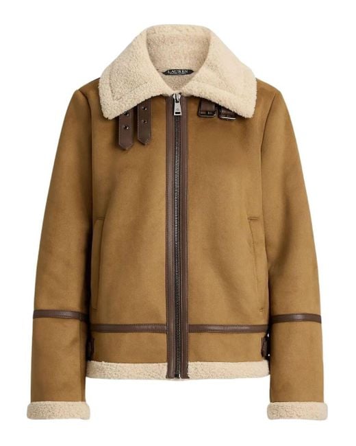 Ralph Lauren Brown "Fx Shsb 24" Shearling Singlebreasted Jacket