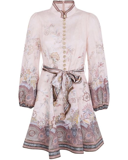 Zimmermann Pink Alchemy Linen Mini Dress