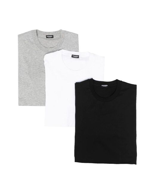 DSquared² White Cotton Stretch T-Shirt Tri-Pack for men