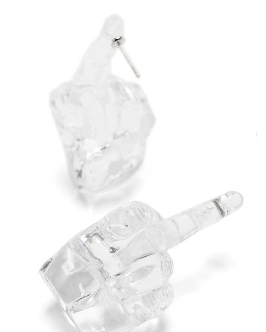Y. Project White Midi Fuck You Pendant Earrings Accessories