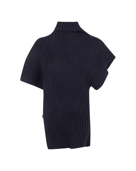 Issey Miyake Blue Cotton Cashmere Knit Top