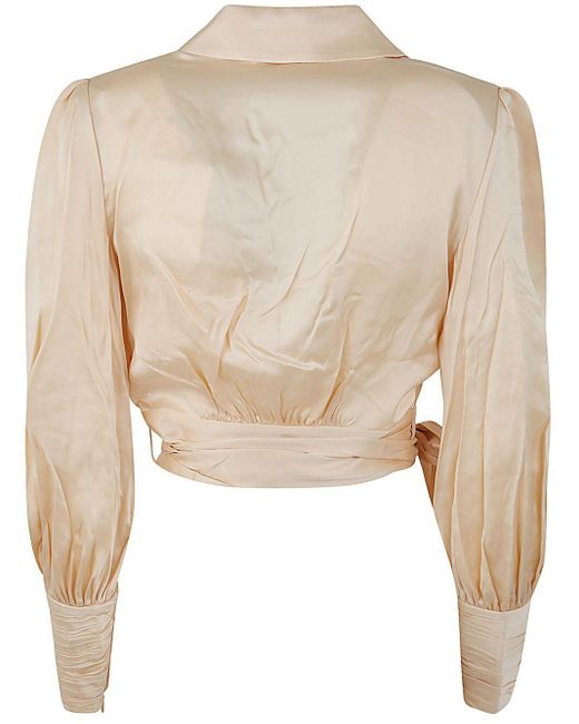 Zimmermann Natural Silk Wrap Top Clothing