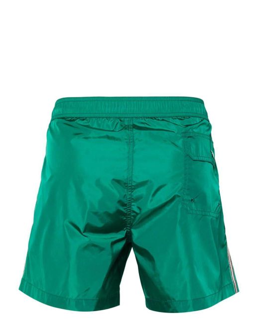 Moncler Green Logo-Patch Swim Shorts for men