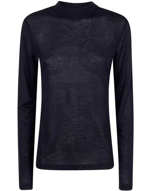 Filippa K Blue Top Mock Neck "Lyocell Cashmere"