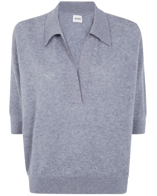 Khaite Blue Sweater Polo "Shrunken Jo"