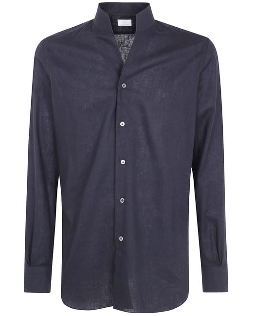 Mazzarelli Blue Shirt Long Sleeves "49W 13" for men