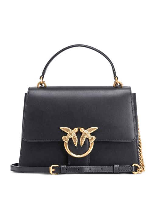 Bolso Pinko Love One Classic CL Para Mujer - Piel Vitello, Hebilla Love Birds, Negro