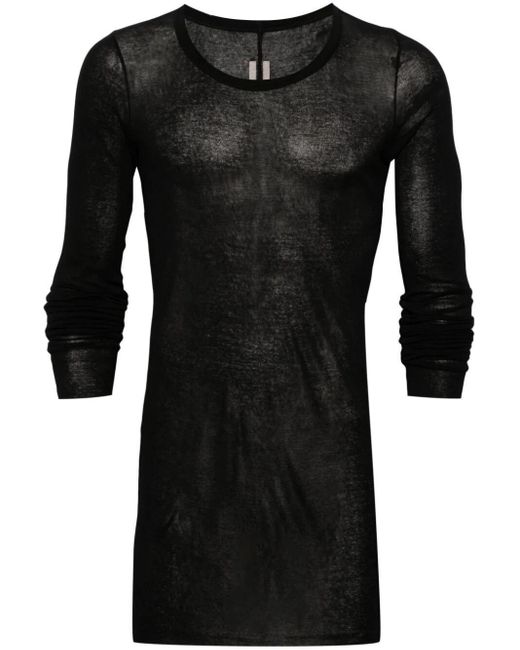 Rick Owens Black Rib Long Sleeves T-shirt Clothing for men