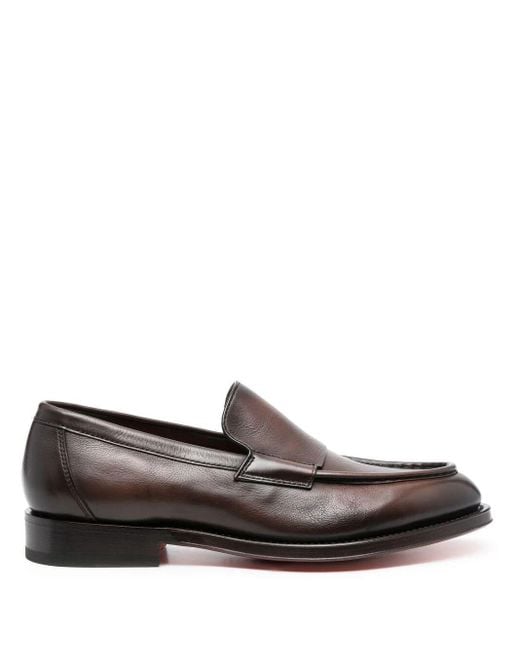Santoni Brown Grover Loafers Shoes for men