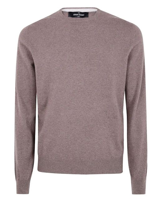 Gran Sasso Brown Round Neck "Gransasso" Round Neck Sweater for men