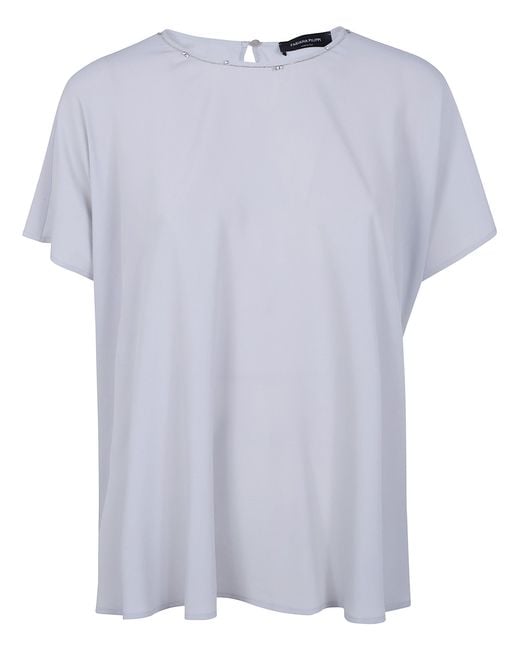 Fabiana Filippi Blue Round Neck Short Sleeves Classic Tee Shirt