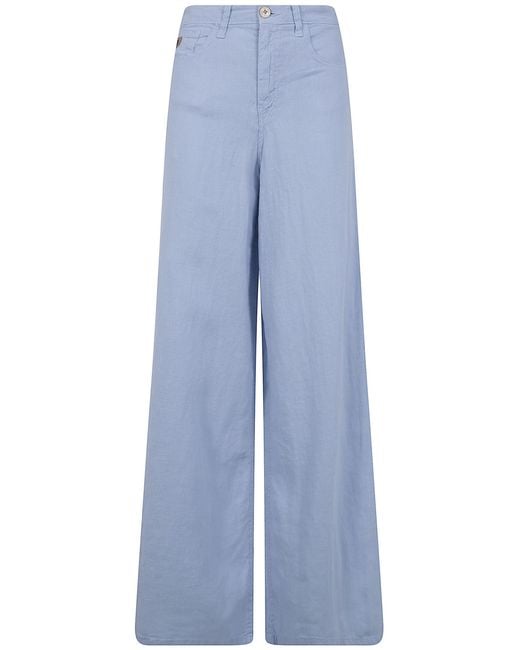 Lois Blue "Marlene" Extra Wide Leg Linen Trousers