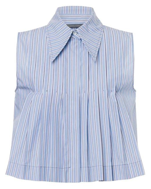Alberta Ferretti Blue Cropped Striped Shirt