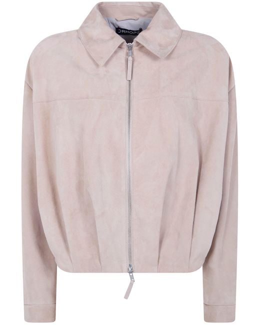 DR. HOPE Pink Suede Bomber