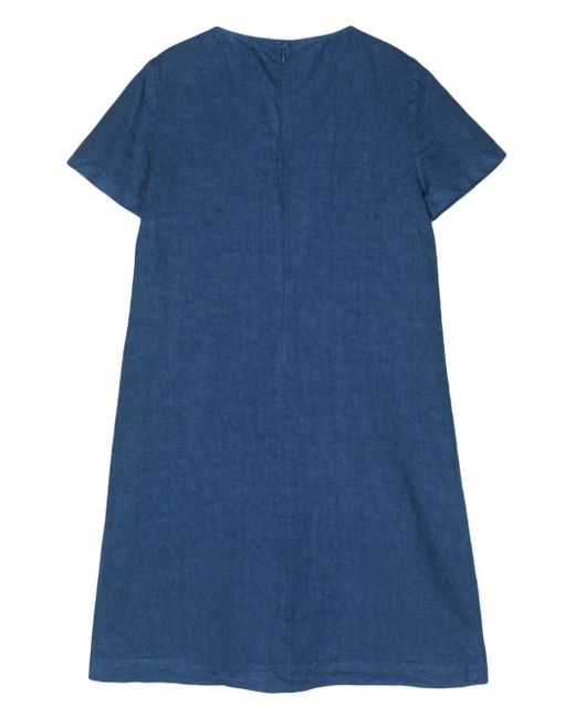 Aspesi Blue Crew-neck Linen Dress