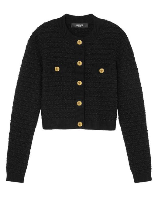 Versace Black Knit Sweater College Tweed