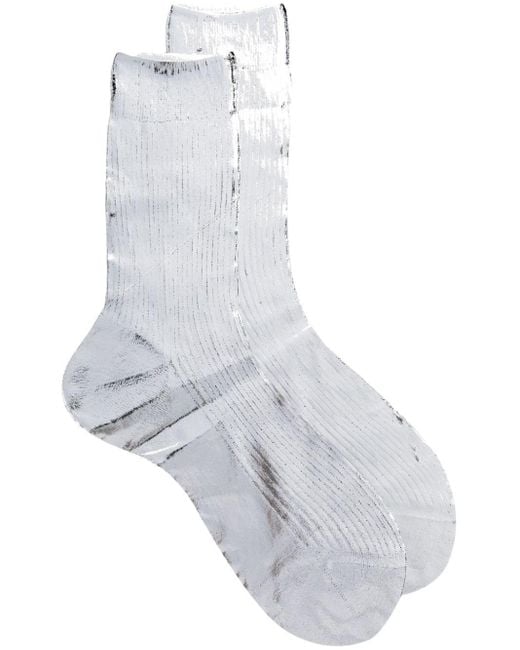 Maria La Rosa Gray One Ribbed Laminated Socks