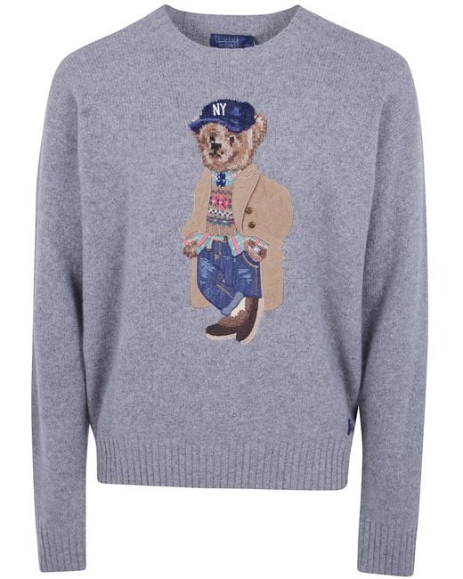 Polo Ralph Lauren Blue Sweater Wool-Cashmere "Sweater Pullover" for men