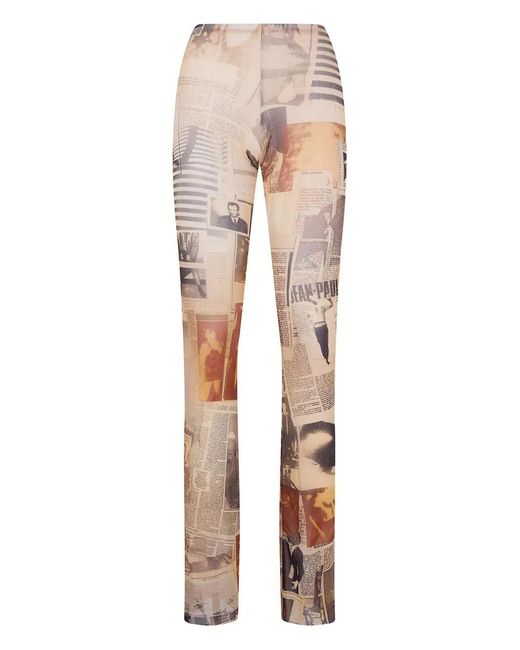 Jean Paul Gaultier Natural Mesh Trouser Printed "Journal"