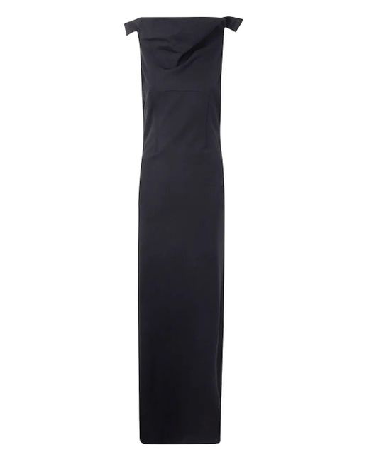 Jean Paul Gaultier Blue Long Backless Dress With Belt On The Back