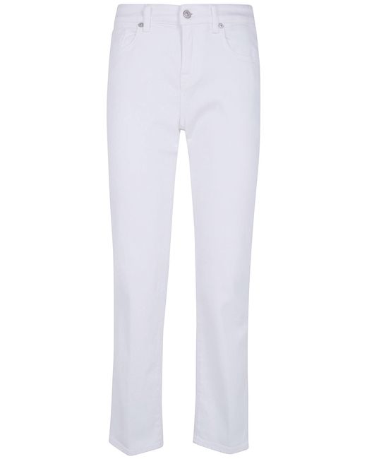 7 For All Mankind White Calie Straight Ankle Jeans
