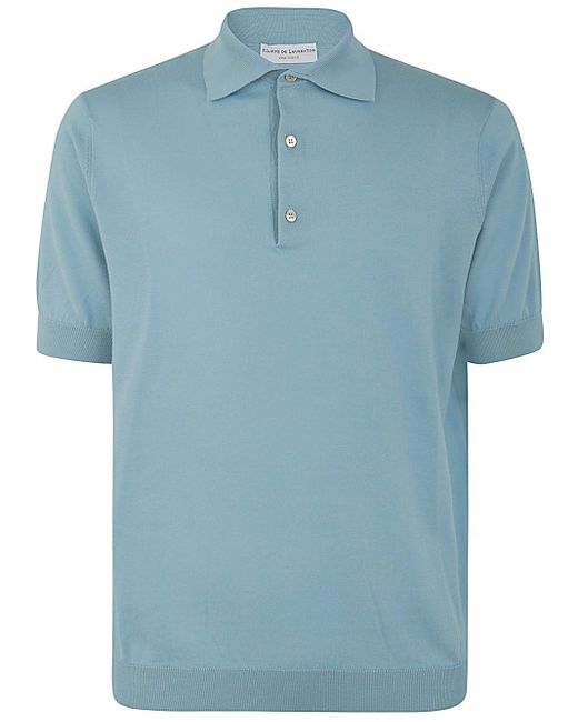 FILIPPO DE LAURENTIIS Blue Short Sleeves Polo for men